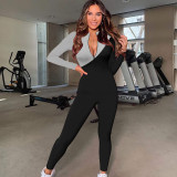 Sexy color block bodysuit HY5241