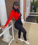 Sexy color block bodysuit HY5241