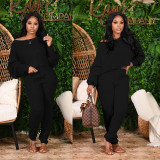 Two-piece winter solid color bat sleeve sweater M1125