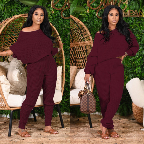 Two-piece winter solid color bat sleeve sweater M1125