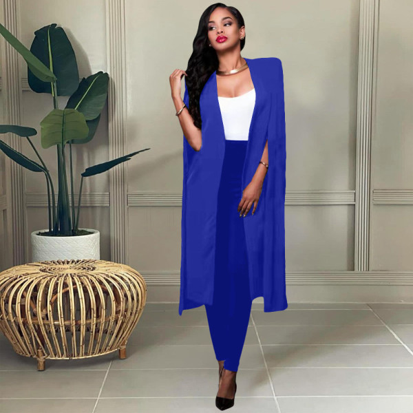 Fashionable women's clothing personality solid color long large cloak suit two-piece suit TK6198