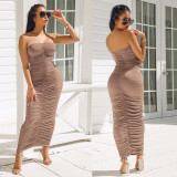 Sexy wrapped breast dress Fashion pleated nightclub dress F88