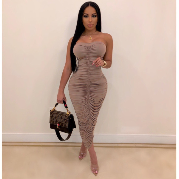 Sexy wrapped breast dress Fashion pleated nightclub dress F88