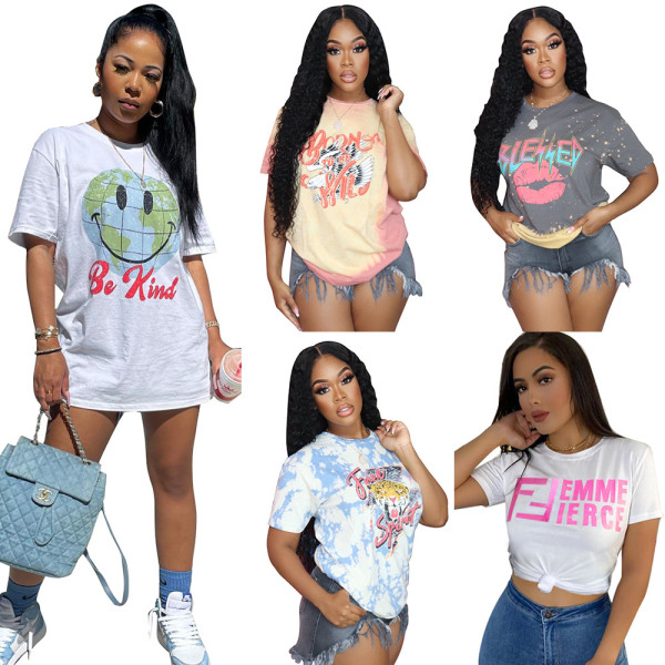 Sexy fashion T-shirt round neck women's nightclub clothes F280