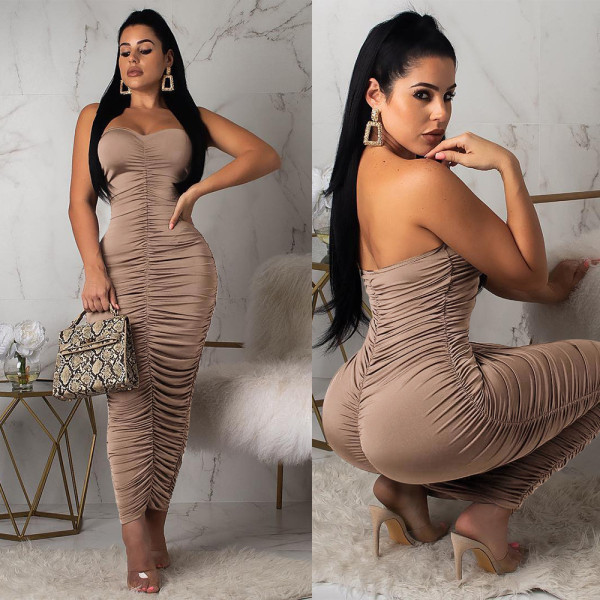 Sexy wrapped breast dress Fashion pleated nightclub dress F88