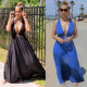 Sexy loose tie deep V open back dress nightclub wear F176