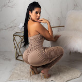 Sexy wrapped breast dress Fashion pleated nightclub dress F88