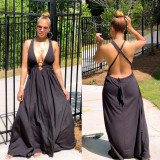 Sexy loose tie deep V open back dress nightclub wear F176