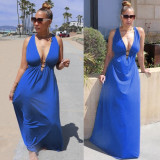 Sexy loose tie deep V open back dress nightclub wear F176