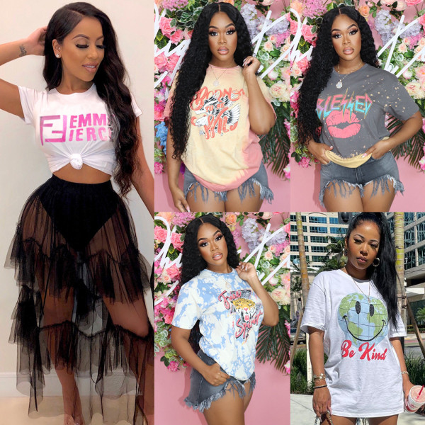 Sexy fashion T-shirt round neck women's nightclub clothes F280