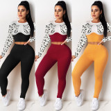 Women's Fashion Leopard Print Navel Color Matching Suit Long Sleeve New Two-piece Set FX232