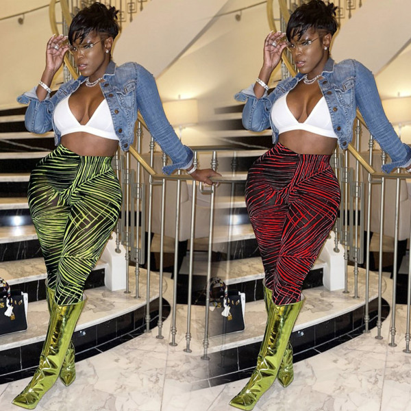 Women's sexy irregular line stretch trousers nightclub outfit F298