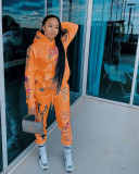 Hot sale fashion casual printed women's two-piece sweater suit TS2055