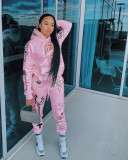 Hot sale fashion casual printed women's two-piece sweater suit TS2055