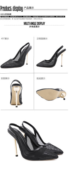 New women's shoes metal high-heeled mesh pointed toe stiletto sandals ble282-5