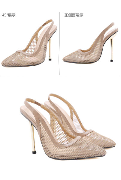 New women's shoes metal high-heeled mesh pointed toe stiletto sandals ble282-5