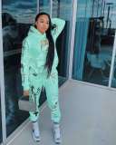 Hot sale fashion casual printed women's two-piece sweater suit TS2055