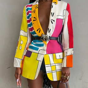 Nightclub Fashion Positioning Print Button Small Suit Jacket GL6500