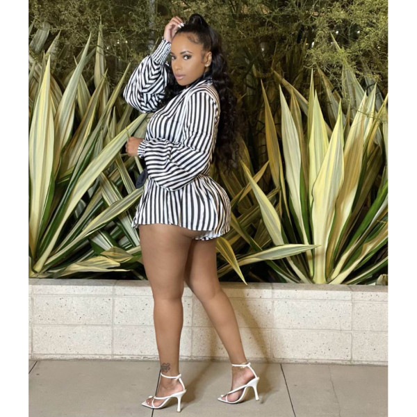 Nightclub wear striped bandage trousers skirt two-piece suit GL6513