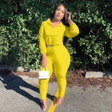 Casual fashion zipper two-piece women's suit M8029