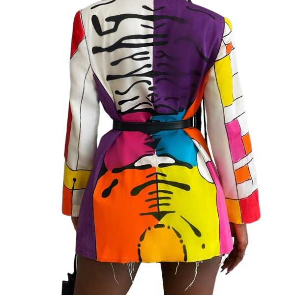 Nightclub Fashion Positioning Print Button Small Suit Jacket GL6500