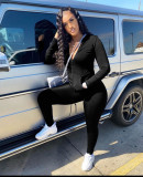 Sexy two-piece zipper women's suit M8027
