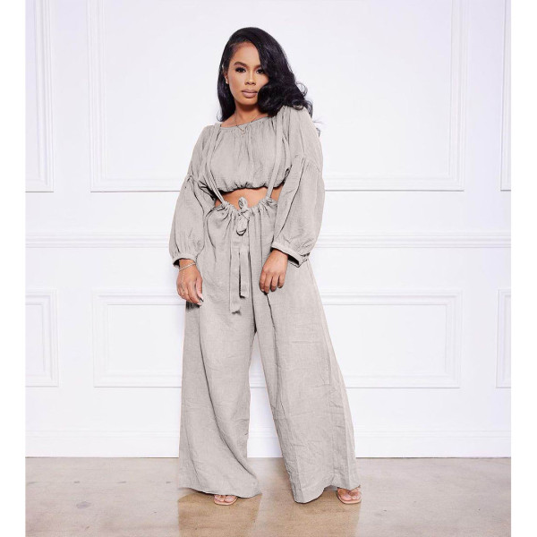 Nightclub wear two-piece rayon pleated sling strap wide-leg pants GL6511