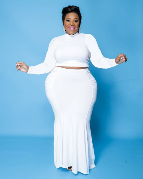 Fashion sexy round neck print plus size mermaid skirt skirt suit U7113