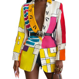 Nightclub Fashion Positioning Print Button Small Suit Jacket GL6500