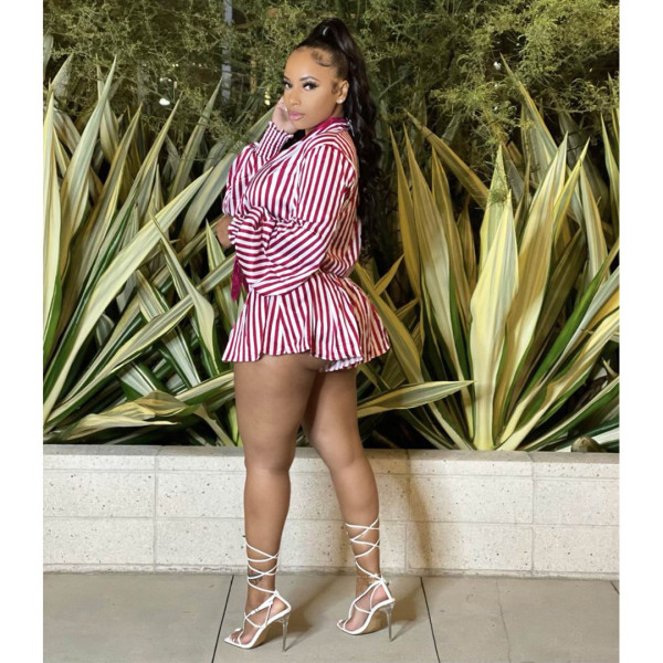 Nightclub wear striped bandage trousers skirt two-piece suit GL6513
