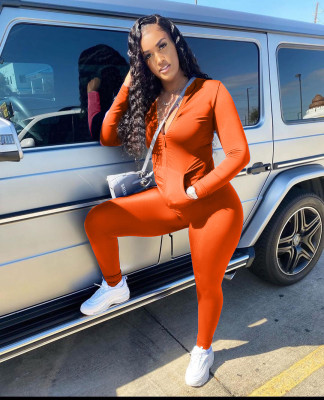 Sexy two-piece zipper women's suit M8027