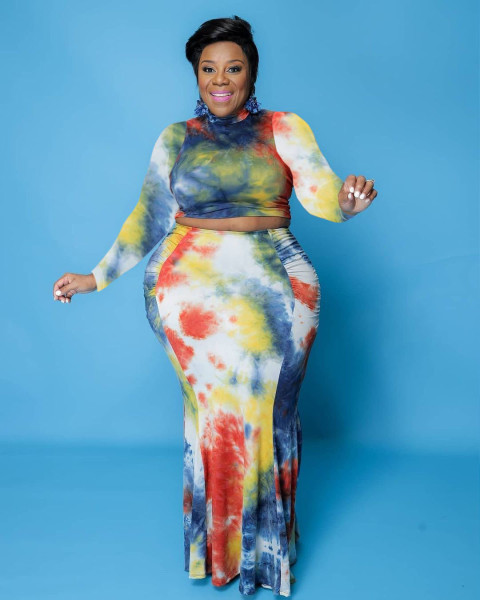 Fashion sexy round neck print plus size mermaid skirt skirt suit U7113