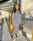 Fashion solid color letters, smiley face printing, two-piece hooded sweater HT6078
