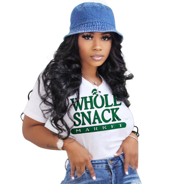 Personalized fashion European and American women's big chest letter print T-shirt top summer S390099