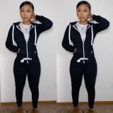 Autumn and winter women's cotton sweater tight-fitting two-piece hooded suit HR8195