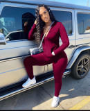 Sexy two-piece zipper women's suit M8027