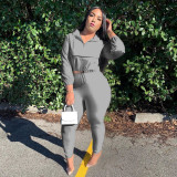 Casual fashion zipper two-piece women's suit M8029
