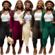 Women's fashion sexy solid color stitching suit pants suit WY6846