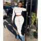 Nightclub stitching anti-car line half-high neck trousers sports suit GL6510