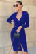 Fashion sexy deep V-neck front slit with tie rope retractable dress WY6854