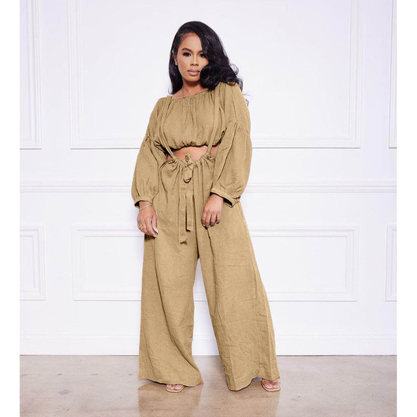 Nightclub wear two-piece rayon pleated sling strap wide-leg pants GL6511