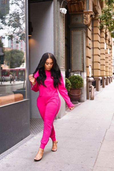 Sexy fashion round neck zipper suit two-piece suit Y8051