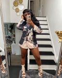Fashion printed casual double-breasted blazer LY8051