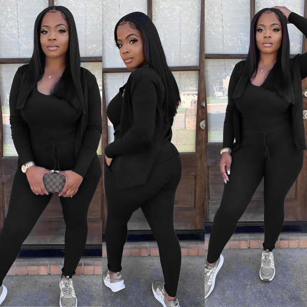 Fashion casual home sports style large three-piece women's suit L5063