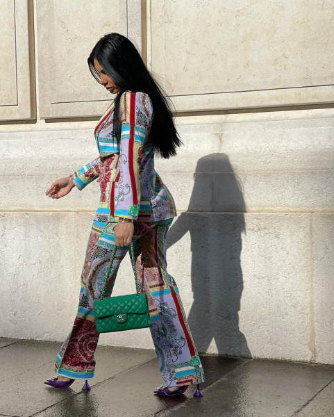 Fashion casual temperament printed stretch fabric trouser suit two-piece suit Y7029