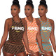 FEN* Printed Letters Explosion Sleeveless Shorts Set D9104