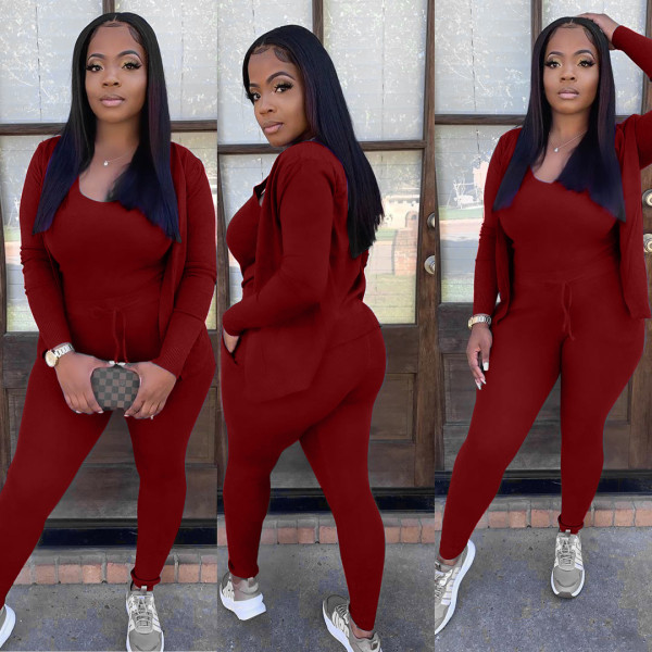 Fashion casual home sports style large three-piece women's suit L5063