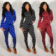 C*PION printed letters explosion solid color sweater suit D9088