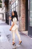Sexy fashion round neck zipper suit two-piece suit Y8051