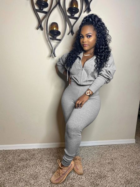 Fashion casual women's solid color zipper pile sleeves jumpsuit Z1050